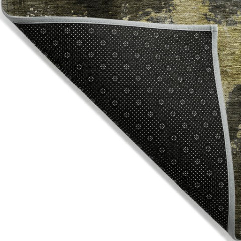 Homeroots 3' Washable Abstract Indoor Outdoor Area Rug In Brown, Light Gray & Black – Stylish & Durable Design 8' Round Polyester 603043