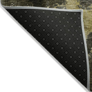 Homeroots 3' Washable Abstract Indoor Outdoor Area Rug In Brown, Light Gray & Black – Stylish & Durable Design 10' X 14' Polyester 603046