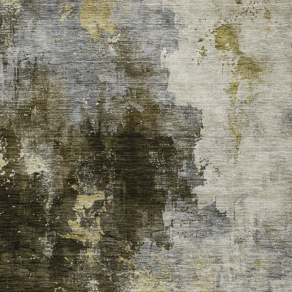 Homeroots 3' Washable Abstract Indoor Outdoor Area Rug In Brown, Light Gray & Black – Stylish & Durable Design 10' X 14' Polyester 603046