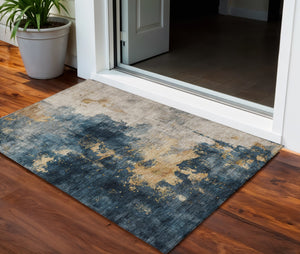 Homeroots 3' Washable Abstract Indoor Outdoor Area Rug In Brown, Light Gray & Black – Stylish & Durable Design 3' X 5' Polyester 603047