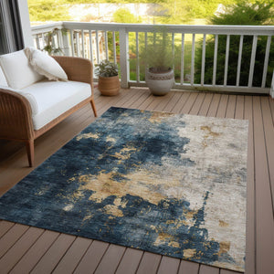 Homeroots 3' Washable Abstract Indoor Outdoor Area Rug In Brown, Light Gray & Black – Stylish & Durable Design 3' X 5' Polyester 603047