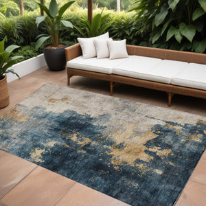 Homeroots 3' Washable Abstract Indoor Outdoor Area Rug In Brown, Light Gray & Black – Stylish & Durable Design 5' X 8' Polyester 603048