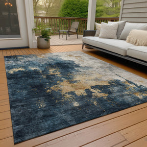 Homeroots 3' Washable Abstract Indoor Outdoor Area Rug In Brown, Light Gray & Black – Stylish & Durable Design 5' X 8' Polyester 603048