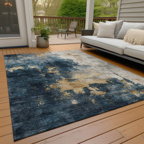 Homeroots 3' Washable Abstract Indoor Outdoor Area Rug In Brown, Light Gray & Black – Stylish & Durable Design 5' X 8' Polyester 603048