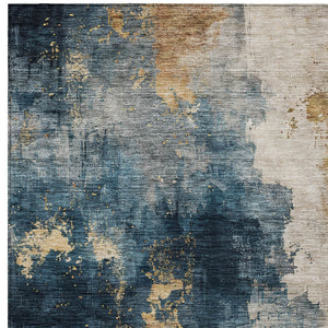 Homeroots 3' Washable Abstract Indoor Outdoor Area Rug In Brown, Light Gray & Black – Stylish & Durable Design 8' X 10' Polyester 603050