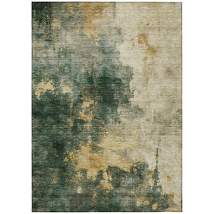 HomeRoots 5' Fern Green and Gold Abstract Area Rug – Durable Washable Design for Indoor and Outdoor Spaces 5' X 8' 603054