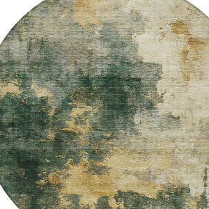 Homeroots 3' Washable Abstract Indoor Outdoor Area Rug In Brown, Light Gray & Black – Stylish & Durable Design 8' Round Polyester 603055