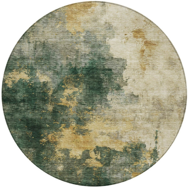 Homeroots 3' Washable Abstract Indoor Outdoor Area Rug In Brown, Light Gray & Black – Stylish & Durable Design 8' Round Polyester 603055