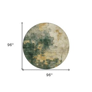 Homeroots 3' Washable Abstract Indoor Outdoor Area Rug In Brown, Light Gray & Black – Stylish & Durable Design 8' Round Polyester 603055