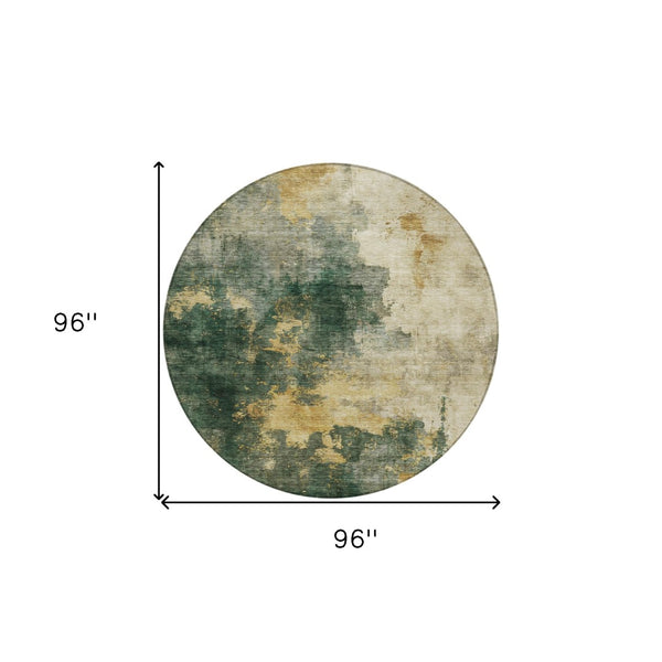 Homeroots 3' Washable Abstract Indoor Outdoor Area Rug In Brown, Light Gray & Black – Stylish & Durable Design 8' Round Polyester 603055