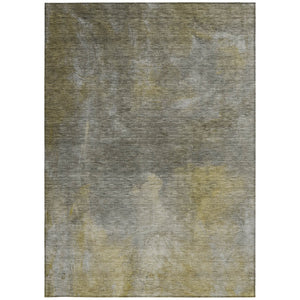 Homeroots 3' Transform Your Space With A Stunning Artichoke Green Gray And Gold Abstract Washable Rug 5' X 8' Polyester 603066