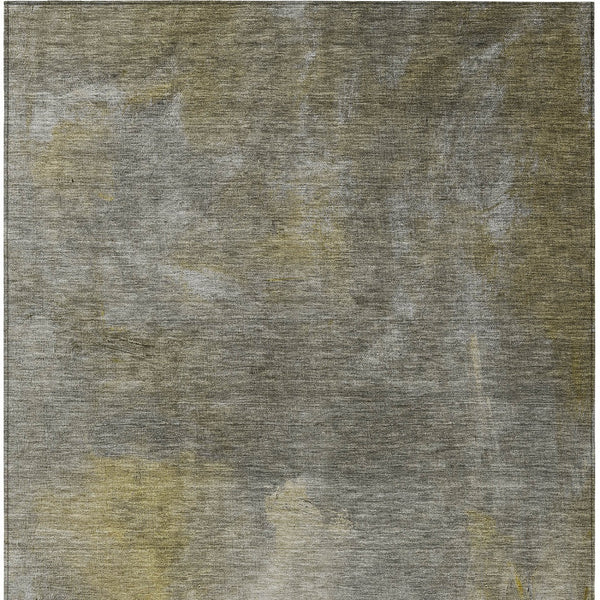 Homeroots 3' Transform Your Space With A Stunning Artichoke Green Gray And Gold Abstract Washable Rug 10' X 14' Polyester 603070
