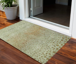 Homeroots 3' Stylish Artichoke Green Abstract Washable Area Rug For Indoor And Outdoor Spaces, Durable Design 3' X 5' Polyester 603071