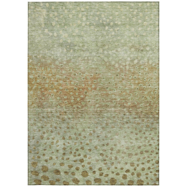 Homeroots 3' Stylish Artichoke Green Abstract Washable Area Rug For Indoor And Outdoor Spaces, Durable Design 5' X 8' Polyester 603072