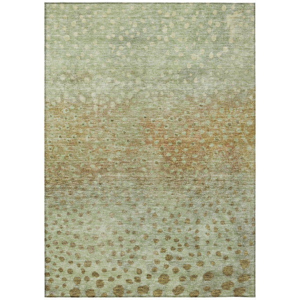 HomeRoots 5' Abstract Artichoke Green Indoor Outdoor Area Rug - Durable, Washable, Modern Design for All Spaces 5' X 8' 603072