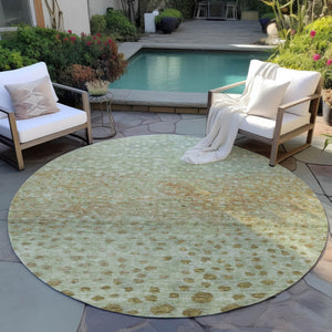 Homeroots 3' Stylish Artichoke Green Abstract Washable Area Rug For Indoor And Outdoor Spaces, Durable Design 8' Round Polyester 603073