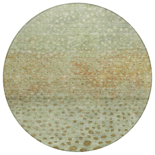 HomeRoots 5' Abstract Artichoke Green Indoor Outdoor Area Rug - Durable, Washable, Modern Design for All Spaces 8' Round 603073