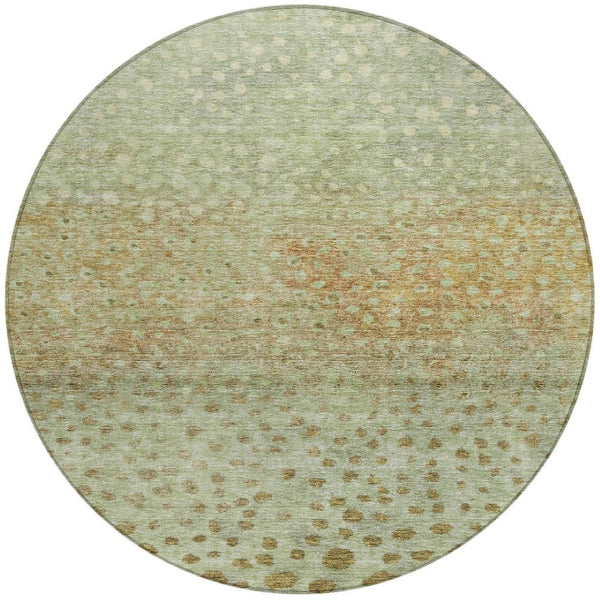 Homeroots 3' Stylish Artichoke Green Abstract Washable Area Rug For Indoor And Outdoor Spaces, Durable Design 8' Round Polyester 603073