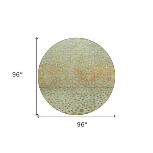 Homeroots 3' Stylish Artichoke Green Abstract Washable Area Rug For Indoor And Outdoor Spaces, Durable Design 8' Round Polyester 603073