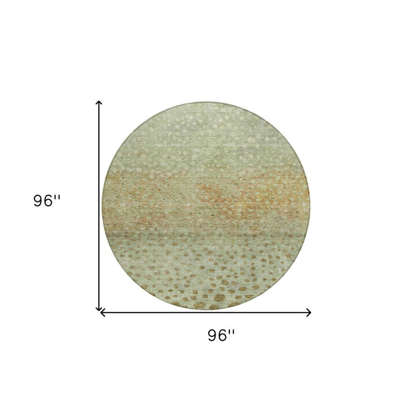 Homeroots 3' Stylish Artichoke Green Abstract Washable Area Rug For Indoor And Outdoor Spaces, Durable Design 8' Round Polyester 603073