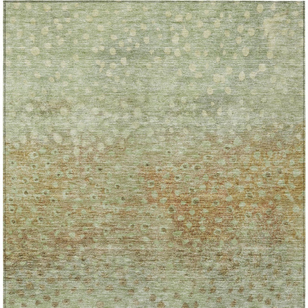 Homeroots 3' Stylish Artichoke Green Abstract Washable Area Rug For Indoor And Outdoor Spaces, Durable Design 8' X 10' Polyester 603074