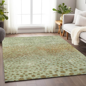 Homeroots 3' Stylish Artichoke Green Abstract Washable Area Rug For Indoor And Outdoor Spaces, Durable Design 8' X 10' Polyester 603074