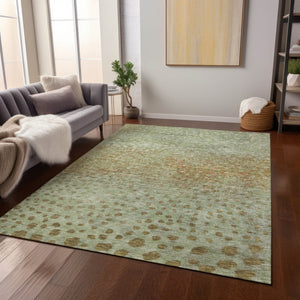 Homeroots 3' Stylish Artichoke Green Abstract Washable Area Rug For Indoor And Outdoor Spaces, Durable Design 8' X 10' Polyester 603074