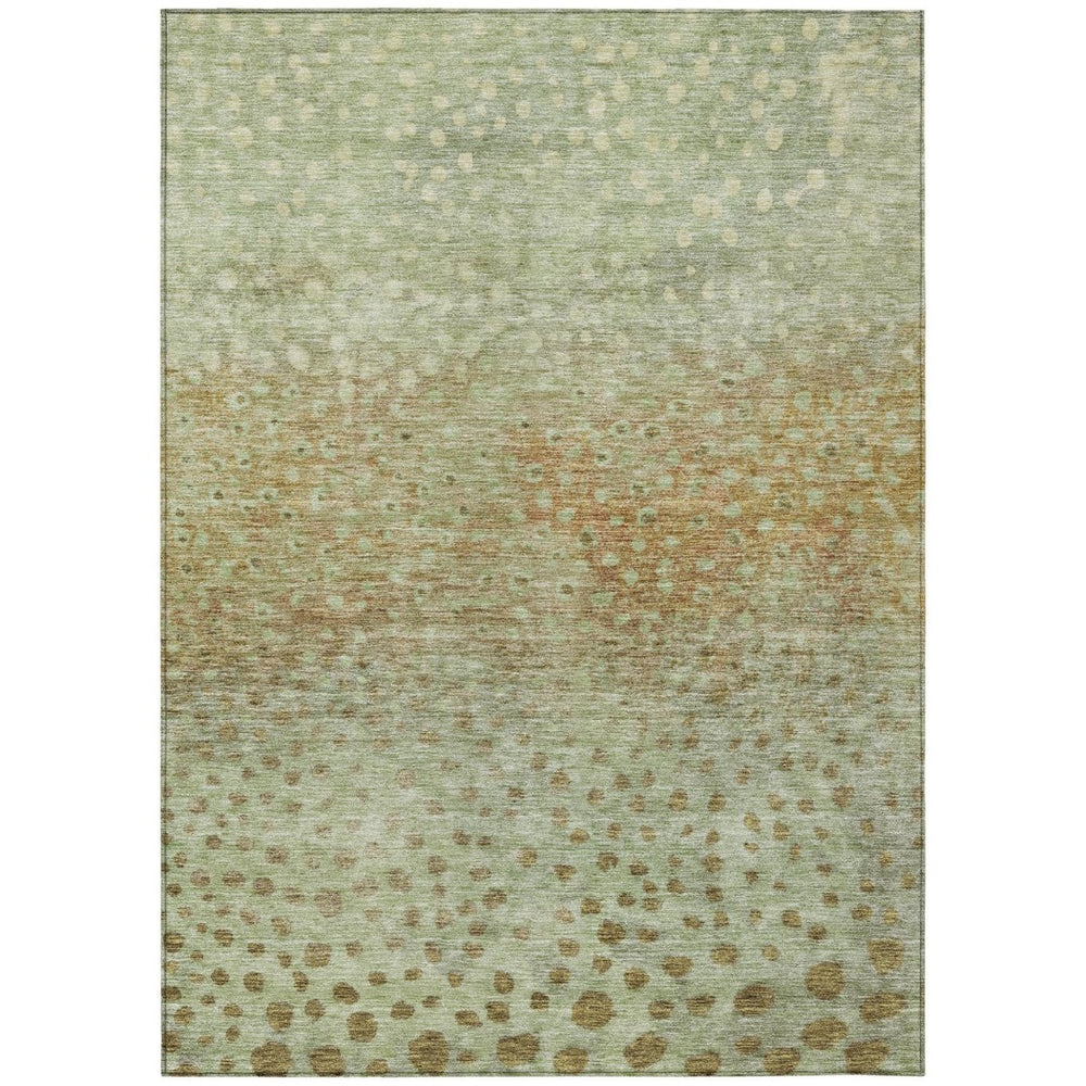 HomeRoots 9' X 12' Artichoke Green Abstract Washable Area Rug - Stylish & Durable for Indoor/Outdoor Spaces! 603075