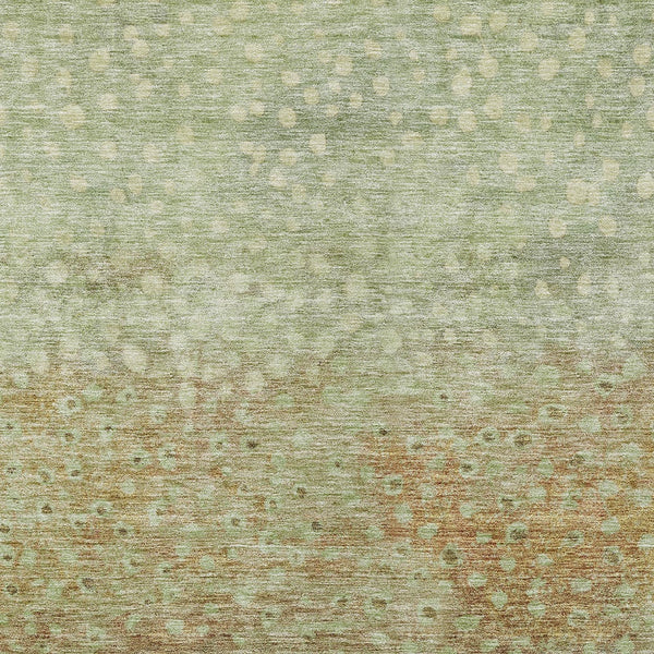 Homeroots 3' Stylish Artichoke Green Abstract Washable Area Rug For Indoor And Outdoor Spaces, Durable Design 10' X 14' Polyester 603076