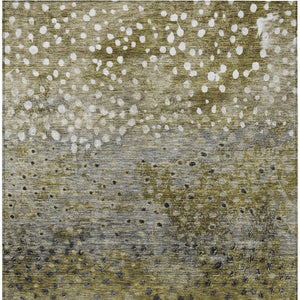 Homeroots 3' Stylish Artichoke Green Abstract Washable Area Rug For Indoor And Outdoor Spaces, Durable Design 3' X 5' Polyester 603077