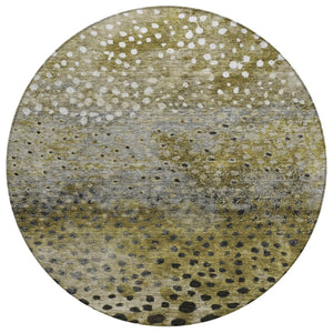 HomeRoots 5' Modern Abstract Washable Area Rug in Brown, Gray, and Ivory for Indoor and Outdoor Spaces 8' Round 603079