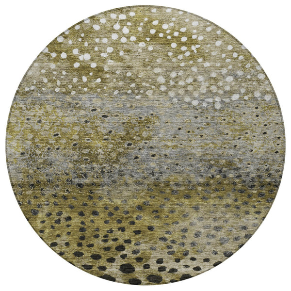 Homeroots 3' Stylish Artichoke Green Abstract Washable Area Rug For Indoor And Outdoor Spaces, Durable Design 8' Round Polyester 603079