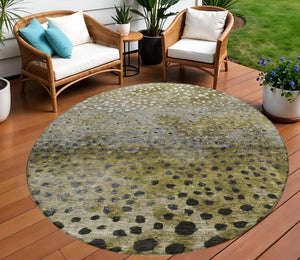 Homeroots 3' Stylish Artichoke Green Abstract Washable Area Rug For Indoor And Outdoor Spaces, Durable Design 8' Round Polyester 603079