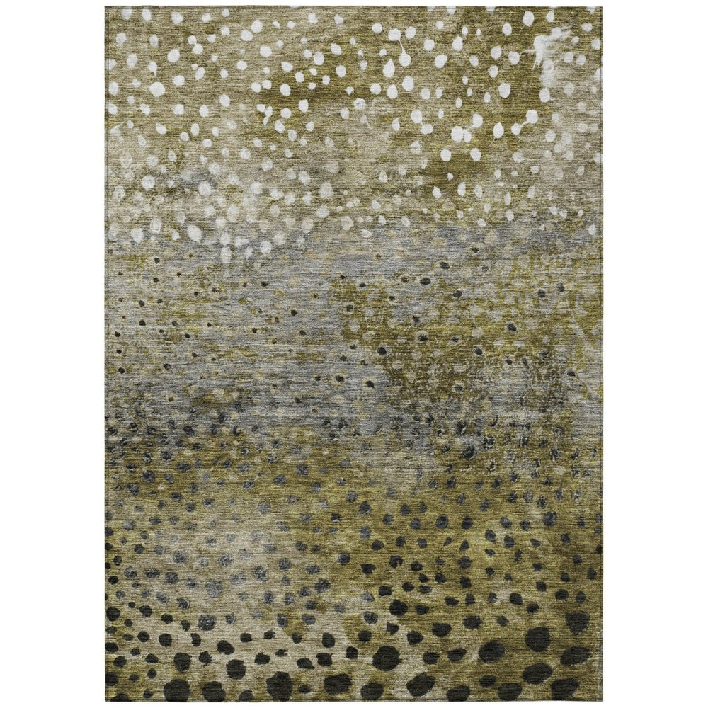HomeRoots 9' X 12' Stylish Abstract Washable Area Rug - Durable Brown, Gray & Ivory for Indoor/Outdoor Use 603081