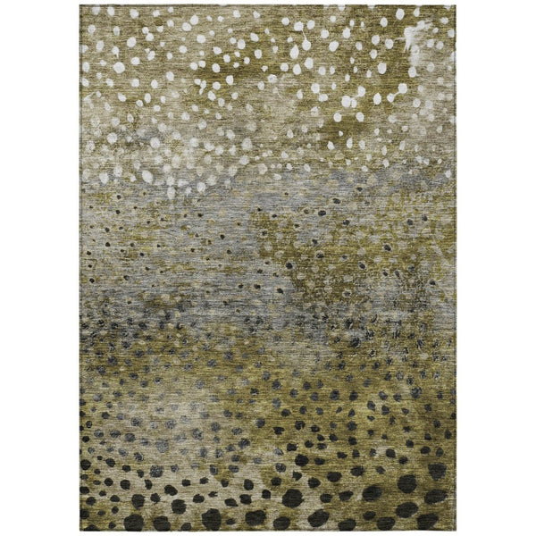 HomeRoots 9' X 12' Stylish Abstract Washable Area Rug - Durable Brown, Gray & Ivory for Indoor/Outdoor Use 603081