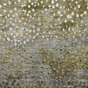 Homeroots 3' Stylish Artichoke Green Abstract Washable Area Rug For Indoor And Outdoor Spaces, Durable Design 9' X 12' Polyester 603081