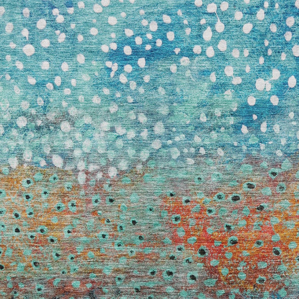 Homeroots 3' Stylish Artichoke Green Abstract Washable Area Rug For Indoor And Outdoor Spaces, Durable Design 3' X 5' Polyester 603083