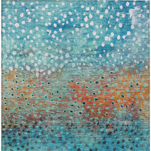 Homeroots 3' Stylish Artichoke Green Abstract Washable Area Rug For Indoor And Outdoor Spaces, Durable Design 5' X 8' Polyester 603084