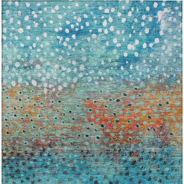 Homeroots 3' Stylish Artichoke Green Abstract Washable Area Rug For Indoor And Outdoor Spaces, Durable Design 5' X 8' Polyester 603084