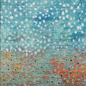 Homeroots 3' Stylish Artichoke Green Abstract Washable Area Rug For Indoor And Outdoor Spaces, Durable Design 9' X 12' Polyester 603087