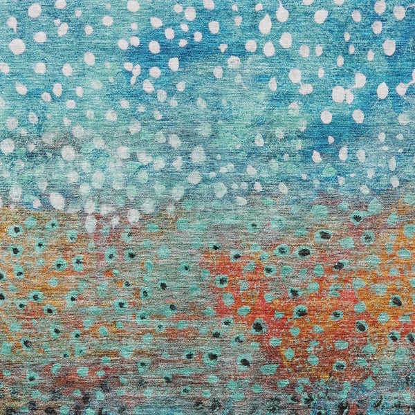 Homeroots 3' Stylish Artichoke Green Abstract Washable Area Rug For Indoor And Outdoor Spaces, Durable Design 10' X 14' Polyester 603088