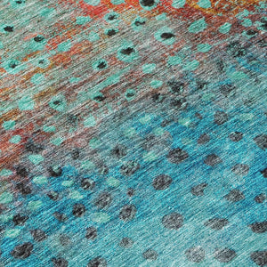 Homeroots 3' Stylish Artichoke Green Abstract Washable Area Rug For Indoor And Outdoor Spaces, Durable Design 10' X 14' Polyester 603088