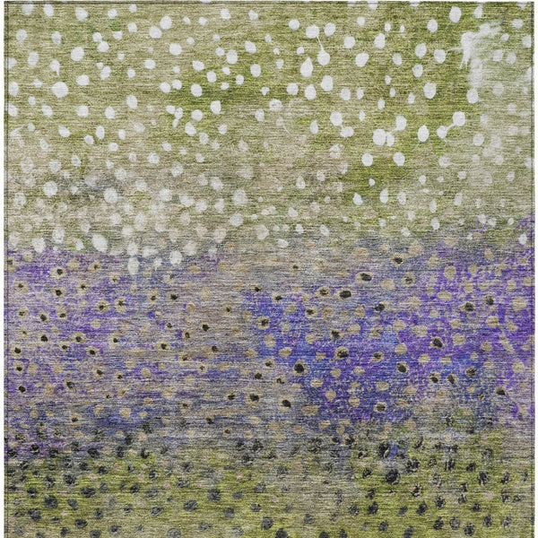 Homeroots 3' Stylish Artichoke Green Abstract Washable Area Rug For Indoor And Outdoor Spaces, Durable Design 3' X 5' Polyester 603089