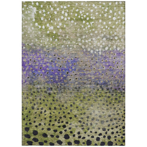 Homeroots 3' Stylish Artichoke Green Abstract Washable Area Rug For Indoor And Outdoor Spaces, Durable Design 5' X 8' Polyester 603090