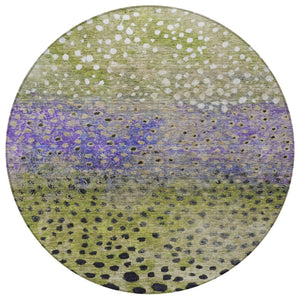 Homeroots 3' Stylish Artichoke Green Abstract Washable Area Rug For Indoor And Outdoor Spaces, Durable Design 8' Round Polyester 603091