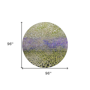 Homeroots 3' Stylish Artichoke Green Abstract Washable Area Rug For Indoor And Outdoor Spaces, Durable Design 8' Round Polyester 603091