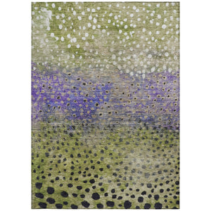 Homeroots 3' Stylish Artichoke Green Abstract Washable Area Rug For Indoor And Outdoor Spaces, Durable Design 8' X 10' Polyester 603092