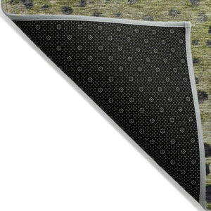 Homeroots 3' Stylish Artichoke Green Abstract Washable Area Rug For Indoor And Outdoor Spaces, Durable Design 10' X 14' Polyester 603094