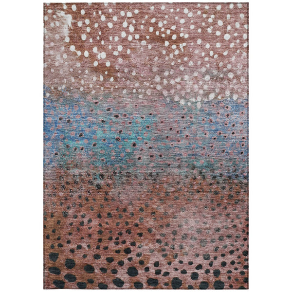 Homeroots 3' Stylish Artichoke Green Abstract Washable Area Rug For Indoor And Outdoor Spaces, Durable Design 5' X 8' Polyester 603096