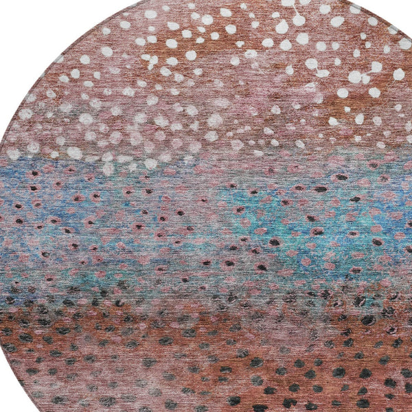 Homeroots 3' Stylish Artichoke Green Abstract Washable Area Rug For Indoor And Outdoor Spaces, Durable Design 8' Round Polyester 603097